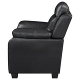 Coaster Furniture Finley 506552 Upholstered Padded Arm Tufted Loveseat - Black IMAGE 4