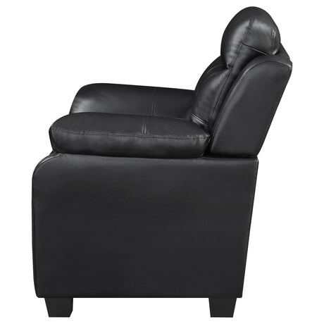  Coaster Furniture Finley 506552 Upholstered Padded Arm Tufted Loveseat - Black IMAGE 4