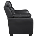  Coaster Furniture Finley 506552 Upholstered Padded Arm Tufted Loveseat - Black IMAGE 6