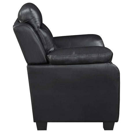  Coaster Furniture Finley 506552 Upholstered Padded Arm Tufted Loveseat - Black IMAGE 6