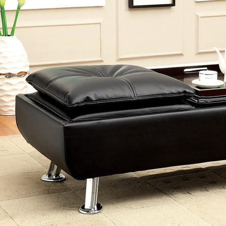  Furniture of America Hauser Leather Ottoman CM2677BK-OT IMAGE 2