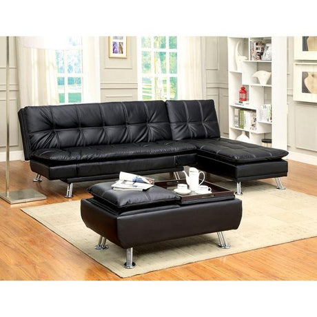  Furniture of America Hauser Leather Ottoman CM2677BK-OT IMAGE 3