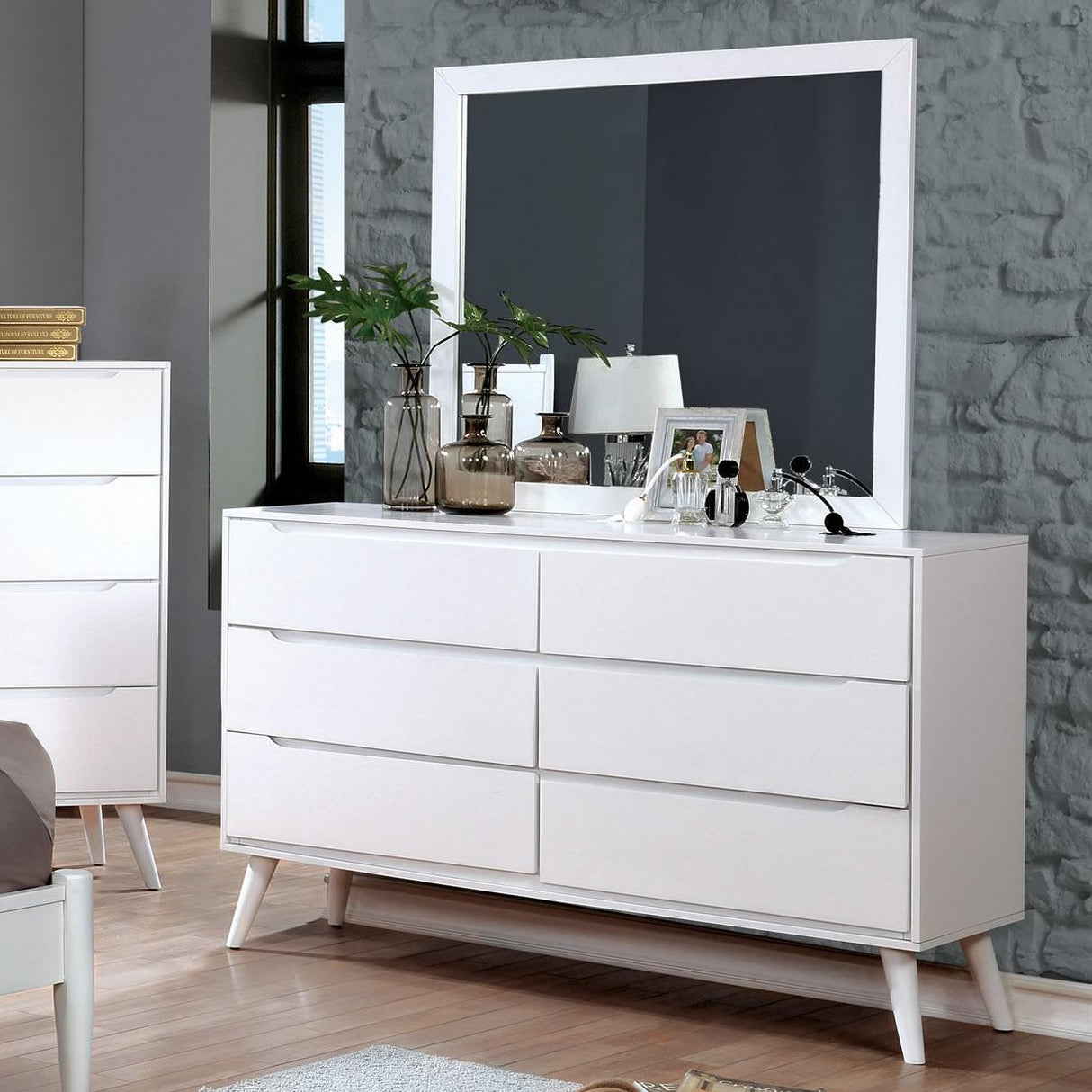  Furniture of America Lennart Dresser Mirror CM7386WH-M IMAGE 3