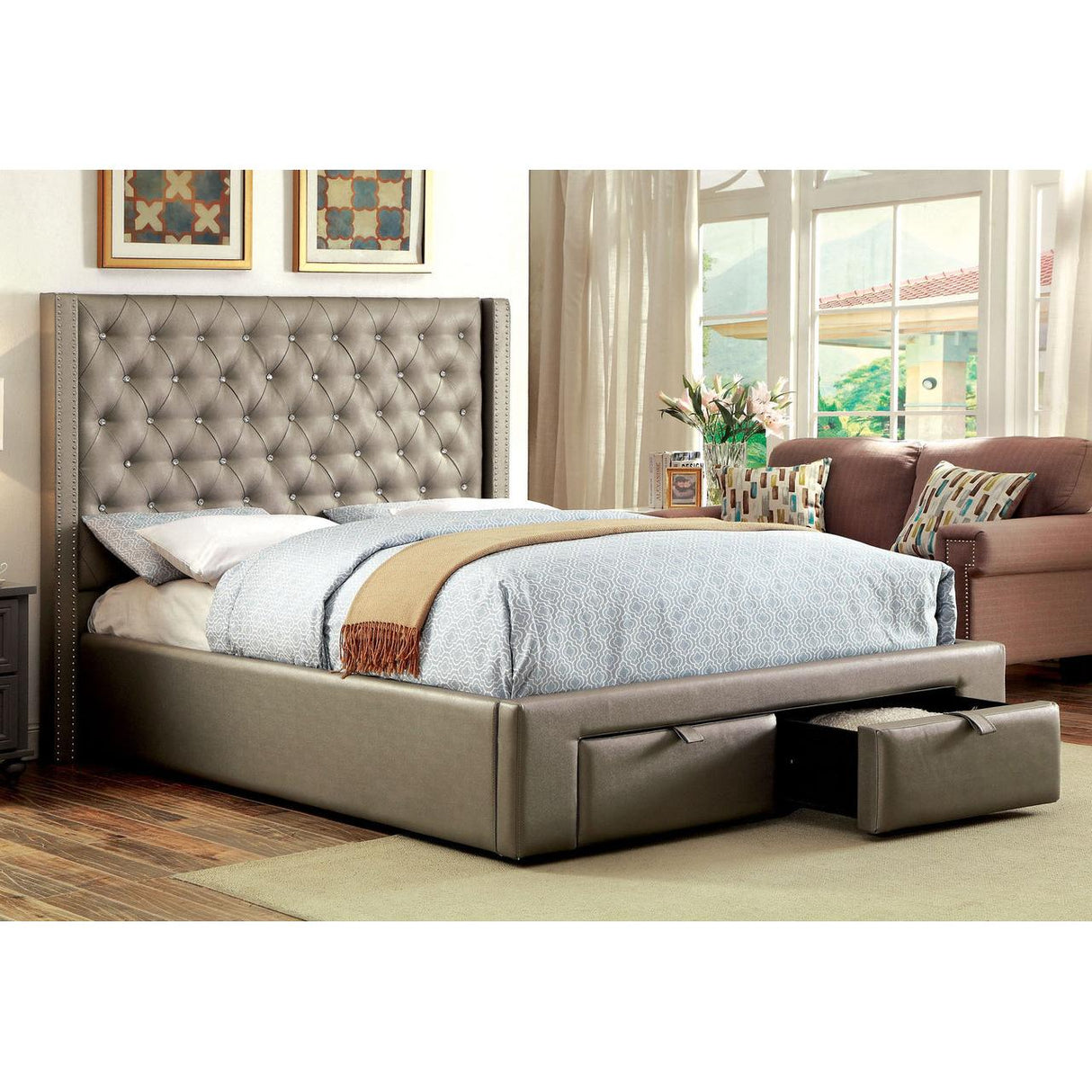  Furniture of America Corina California King Upholstered Panel Bed CM7180CK-BED IMAGE 4