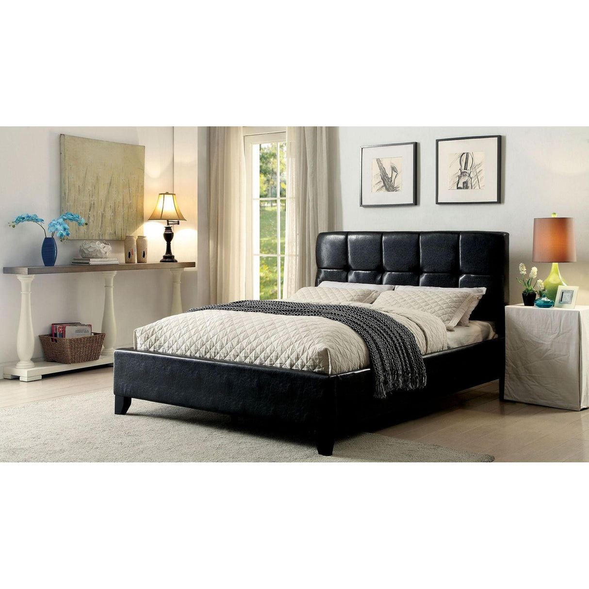  Furniture of America Cressida Full Upholstered Panel Bed CM7725BK-F-BED IMAGE 6