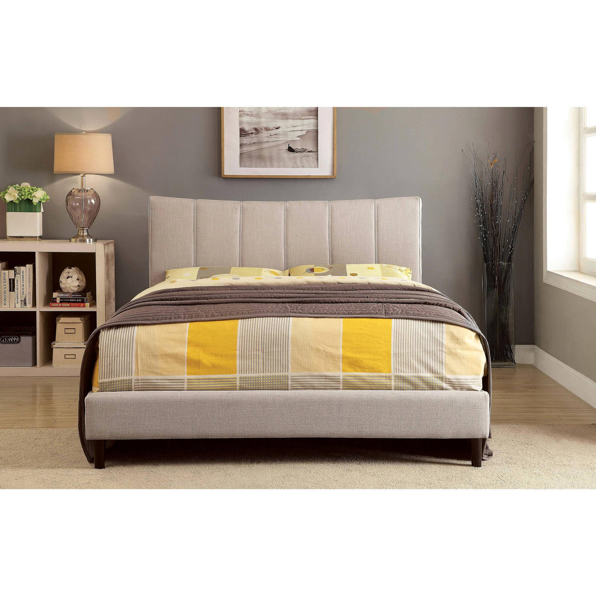  Furniture of America Ennis California King Upholstered Panel Bed CM7678BG-CK-BED IMAGE 3