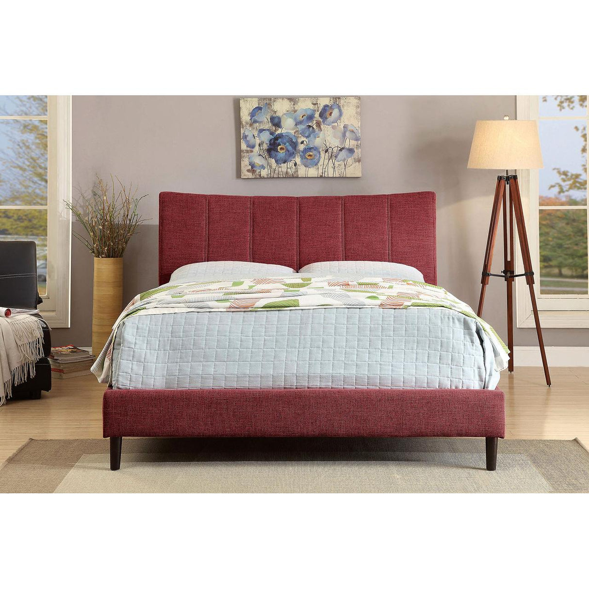  Furniture of America Ennis California King Upholstered Panel Bed CM7678RD-CK-BED IMAGE 5