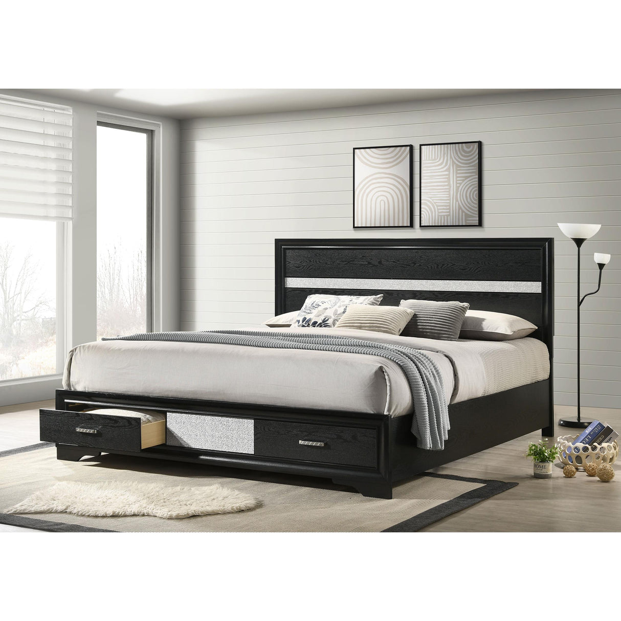  Coaster Furniture Miranda 206361KW 51-inch Wood California King Storage Panel Bed - Black IMAGE 6
