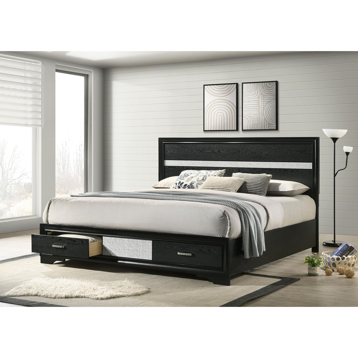  Coaster Furniture Miranda 206361KE 51-inch Wood Eastern King Storage Panel Bed - Black IMAGE 6
