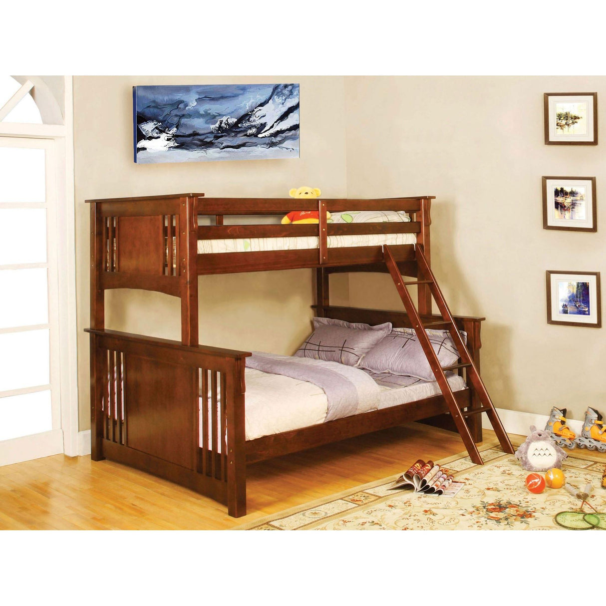  Furniture of America Spring Creek CM-BK602F-OAK Twin/Full Bunk Bed IMAGE 2