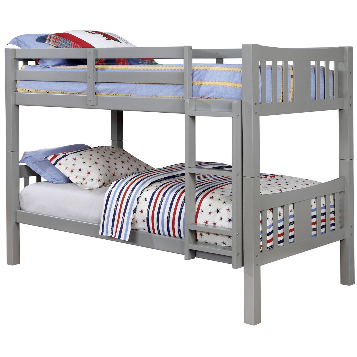  Furniture of America Cameron CM-BK929GY Twin/Twin Bunk Bed, Gray IMAGE 1