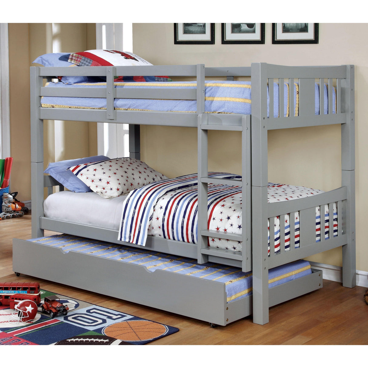  Furniture of America Cameron CM-BK929GY Twin/Twin Bunk Bed, Gray IMAGE 2