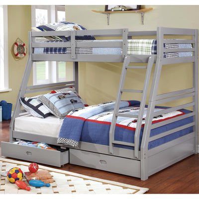  Furniture of America California CM-BK588GY Twin/Full Bunk Bed, Gray IMAGE 1