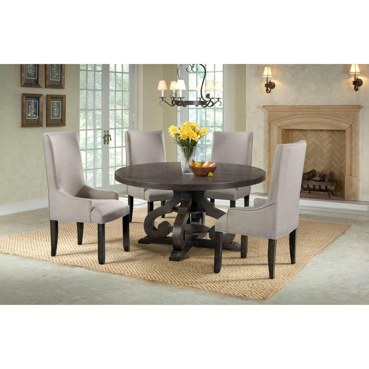  Elements International Round Stone Dining Table with Pedestal Base DST180DT IMAGE 6
