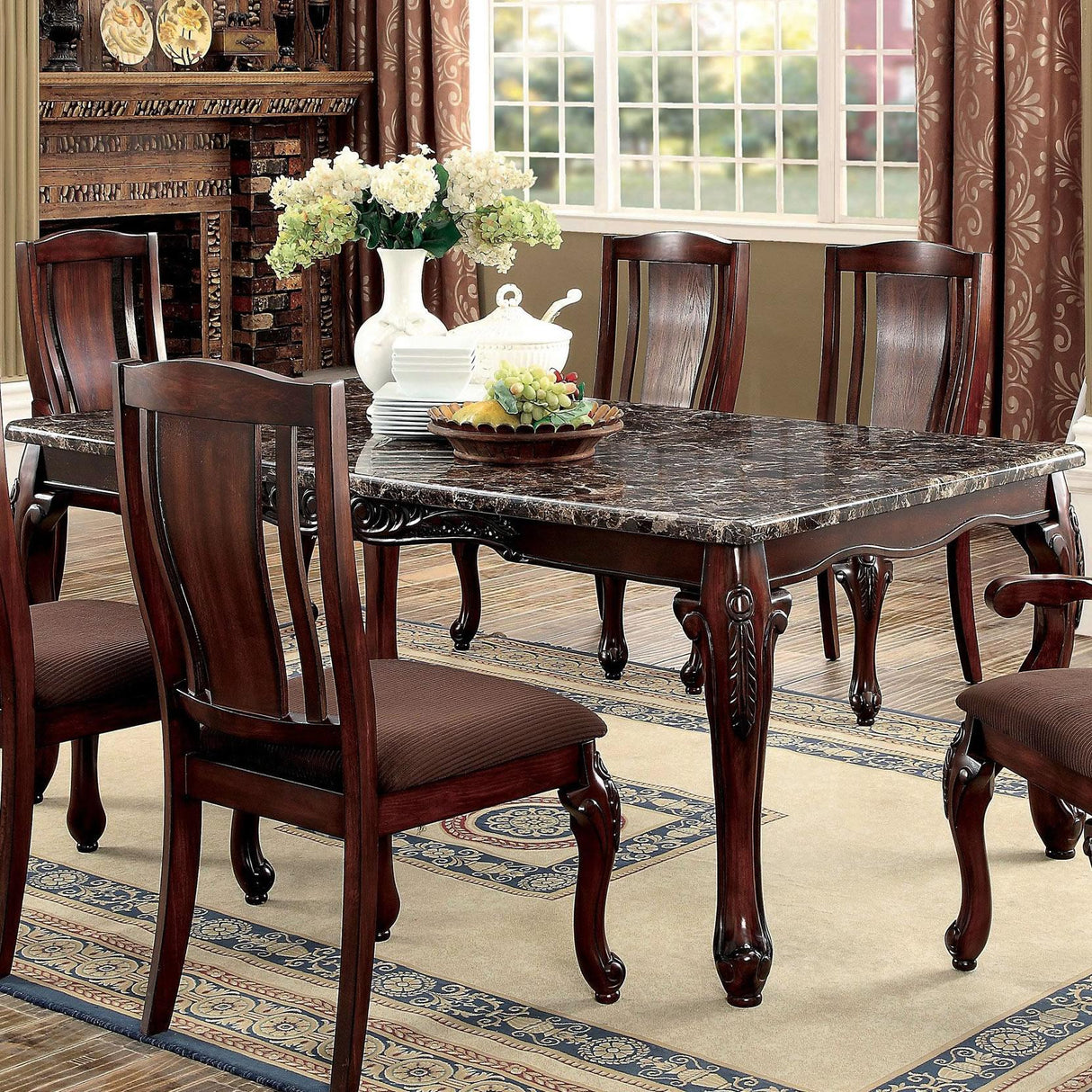  Furniture of America Johannesburg I Dining Table with Faux Marble Top CM3873T IMAGE 1