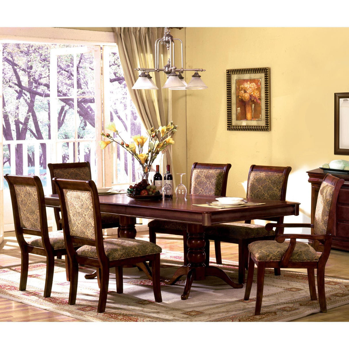 Furniture of America St. Nicholas I Dining Table with Pedestal Base CM3224T-TABLE IMAGE 2