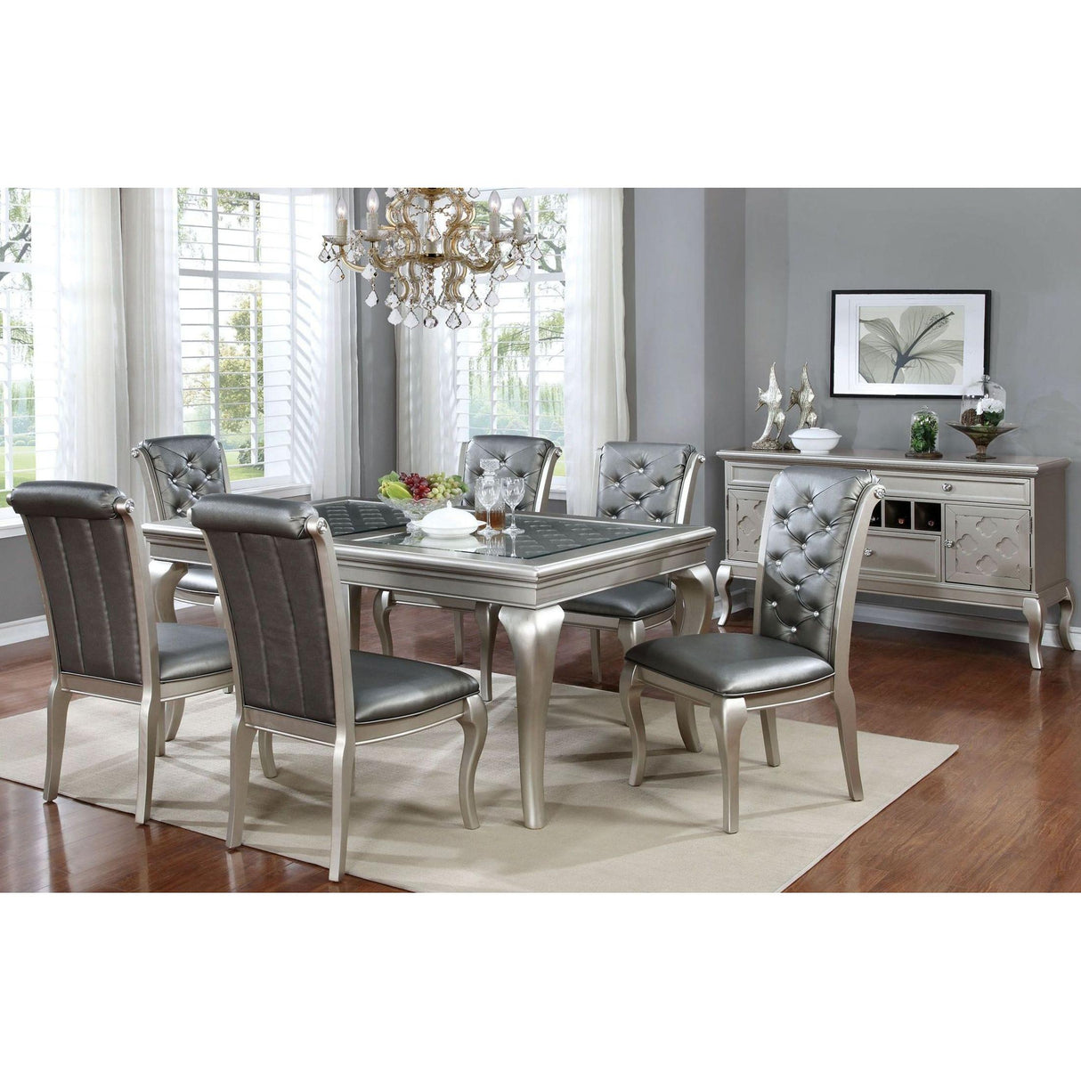 Furniture of America Amina Dining Table with Glass Top CM3219T-66 IMAGE 5