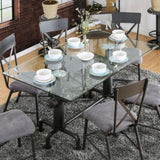  Furniture of America Flaherty Dining Table with Glass Top & Trestle Base CM3366T-TABLE IMAGE 1