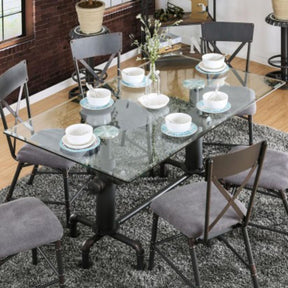  Furniture of America Flaherty Dining Table with Glass Top & Trestle Base CM3366T-TABLE IMAGE 1