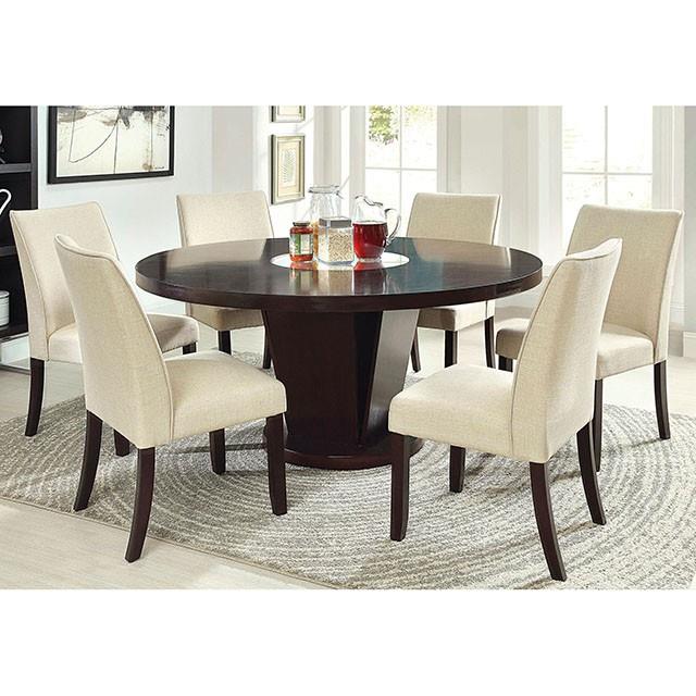  Furniture of America Round Cimma Dining Table with Pedestal Base CM3556T-TABLE IMAGE 2