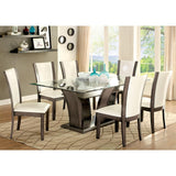  Furniture of America Manhattan Dining Table with Glass Top & Pedestal Base CM3710GY-T-TABLE IMAGE 2