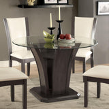  Furniture of America Round Manhattan Dining Table with Glass Top & Pedestal Base CM3710GY-RT-TABLE IMAGE 1