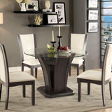  Furniture of America Round Manhattan Dining Table with Glass Top & Pedestal Base CM3710GY-RT-TABLE IMAGE 2