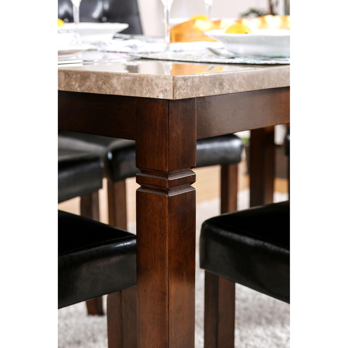  Furniture of America Marstone Dining Table with Marble Top CM3368T IMAGE 3