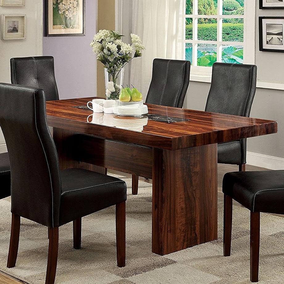  Furniture of America Bonneville Dining Table with Faux Marble Top and Trestle Base CM3824T-TABLE IMAGE 2