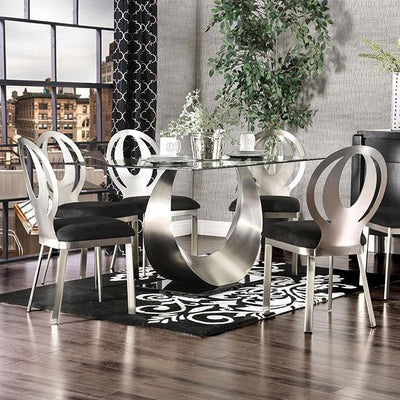  Furniture of America Orla Dining Table with Glass Top and Pedestal Base CM3726T-TABLE IMAGE 1