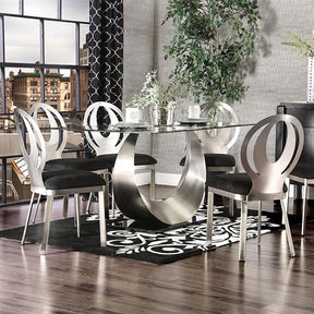  Furniture of America Orla Dining Table with Glass Top and Pedestal Base CM3726T-TABLE IMAGE 1