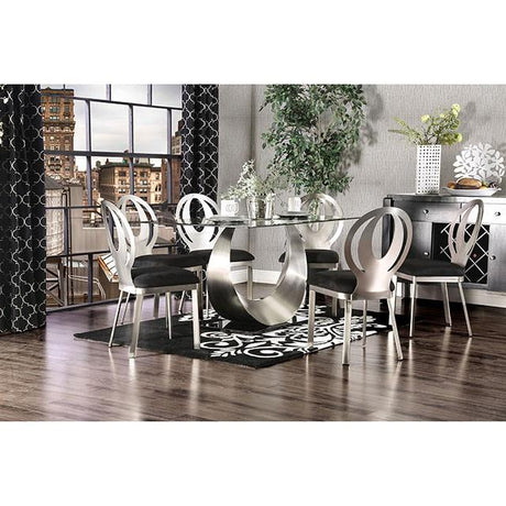  Furniture of America Orla Dining Table with Glass Top and Pedestal Base CM3726T-TABLE IMAGE 2