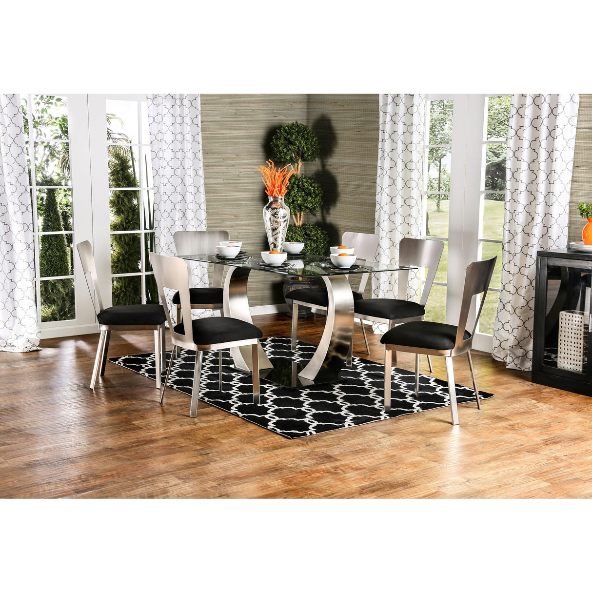  Furniture of America Nova Dining Table with Glass Top and Pedestal Base CM3728T-TABLE IMAGE 9