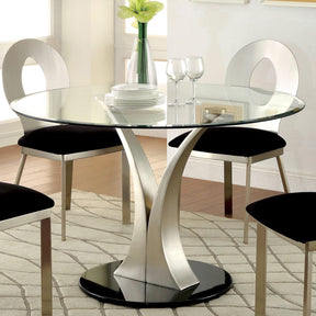  Furniture of America Valo Dining Table with Glass Top and Pedestal Base CM3727T-TABLE IMAGE 1