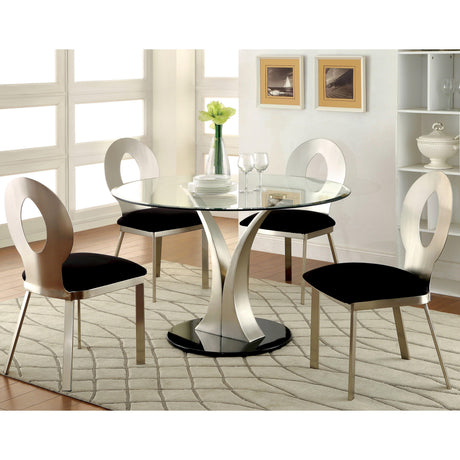  Furniture of America Valo Dining Table with Glass Top and Pedestal Base CM3727T-TABLE IMAGE 2