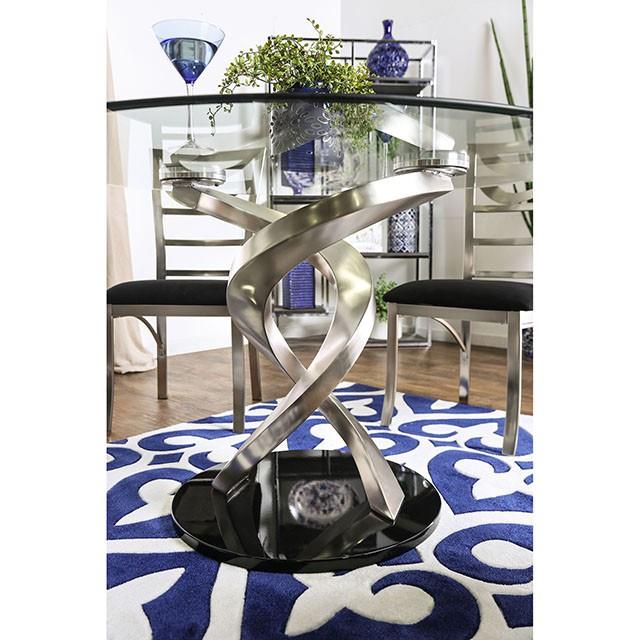  Furniture of America Roxo Dining Table with Glass Top and Pedestal Base CM3729T-TABLE IMAGE 6