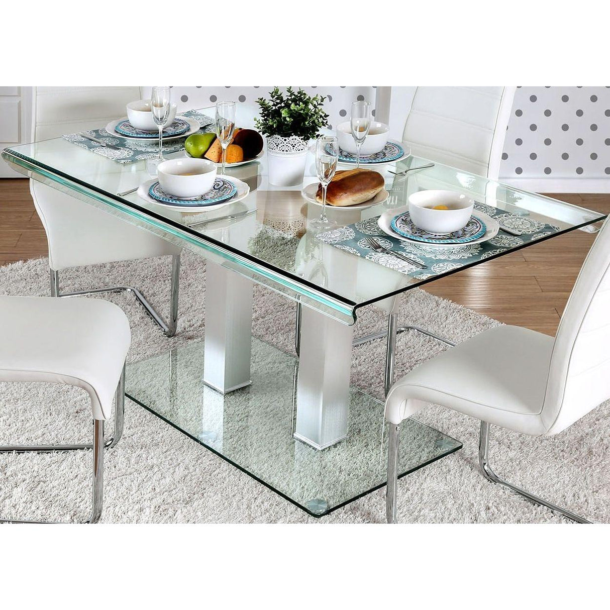  Furniture of America Richfield Dining Table with Glass Top and Pedestal Base CM3362T-TABLE IMAGE 1