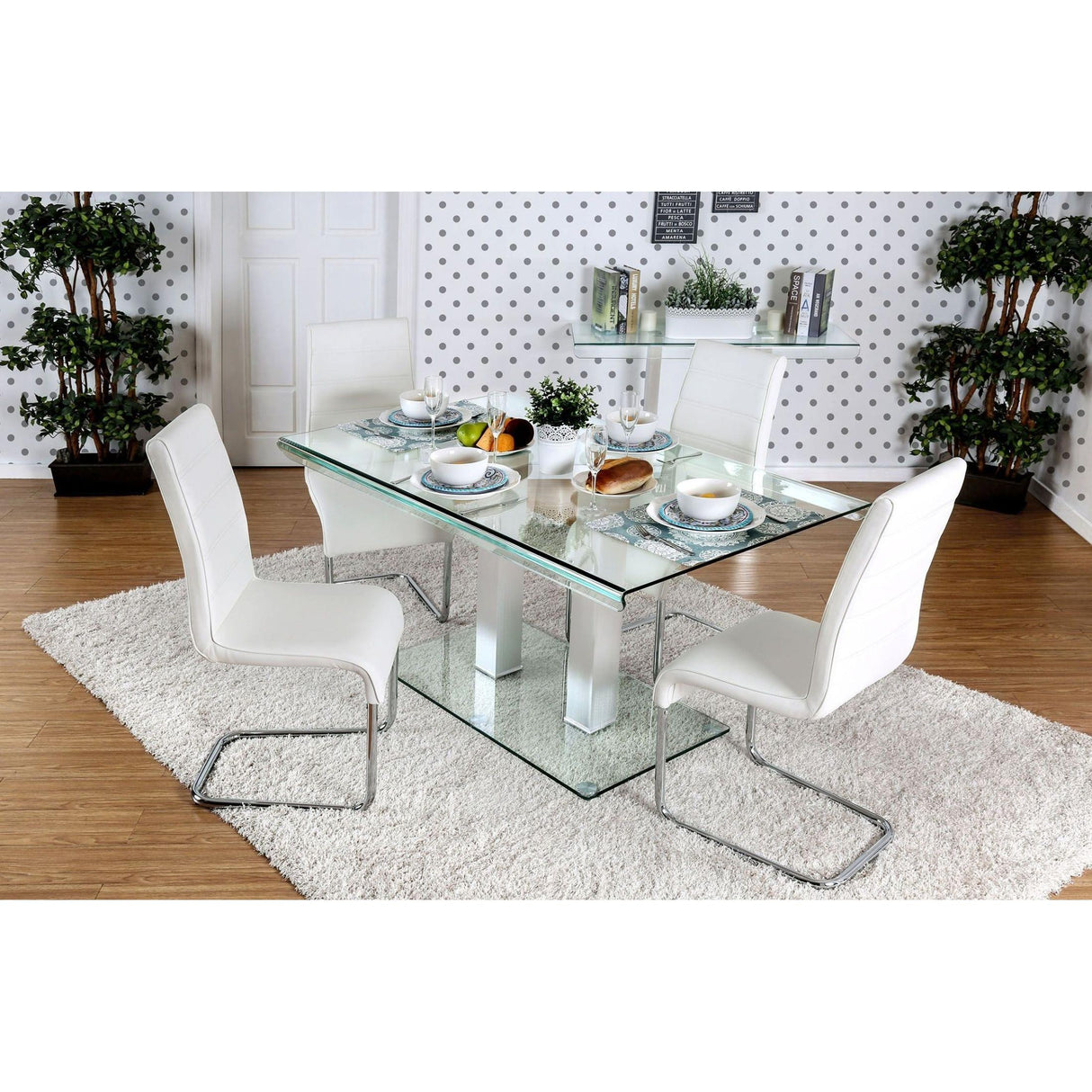  Furniture of America Richfield Dining Table with Glass Top and Pedestal Base CM3362T-TABLE IMAGE 4