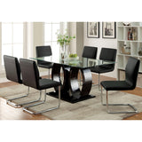  Furniture of America Square Lodia Dining Table with Glass Top and Pedestal Base CM3825BK-T-TABLE IMAGE 3