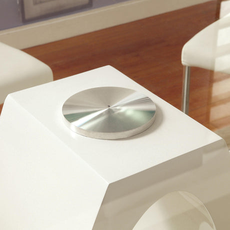  Furniture of America Square Lodia Dining Table with Glass Top and Pedestal Base CM3825WH-T-TABLE IMAGE 2