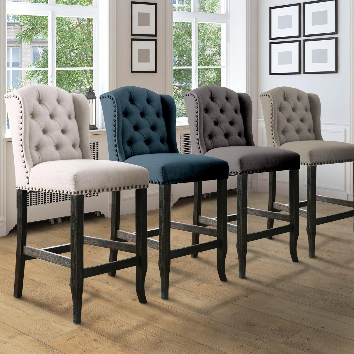  Furniture of America Sania CM3324BK-PCW-2PK Counter Height Wingback Chair IMAGE 6