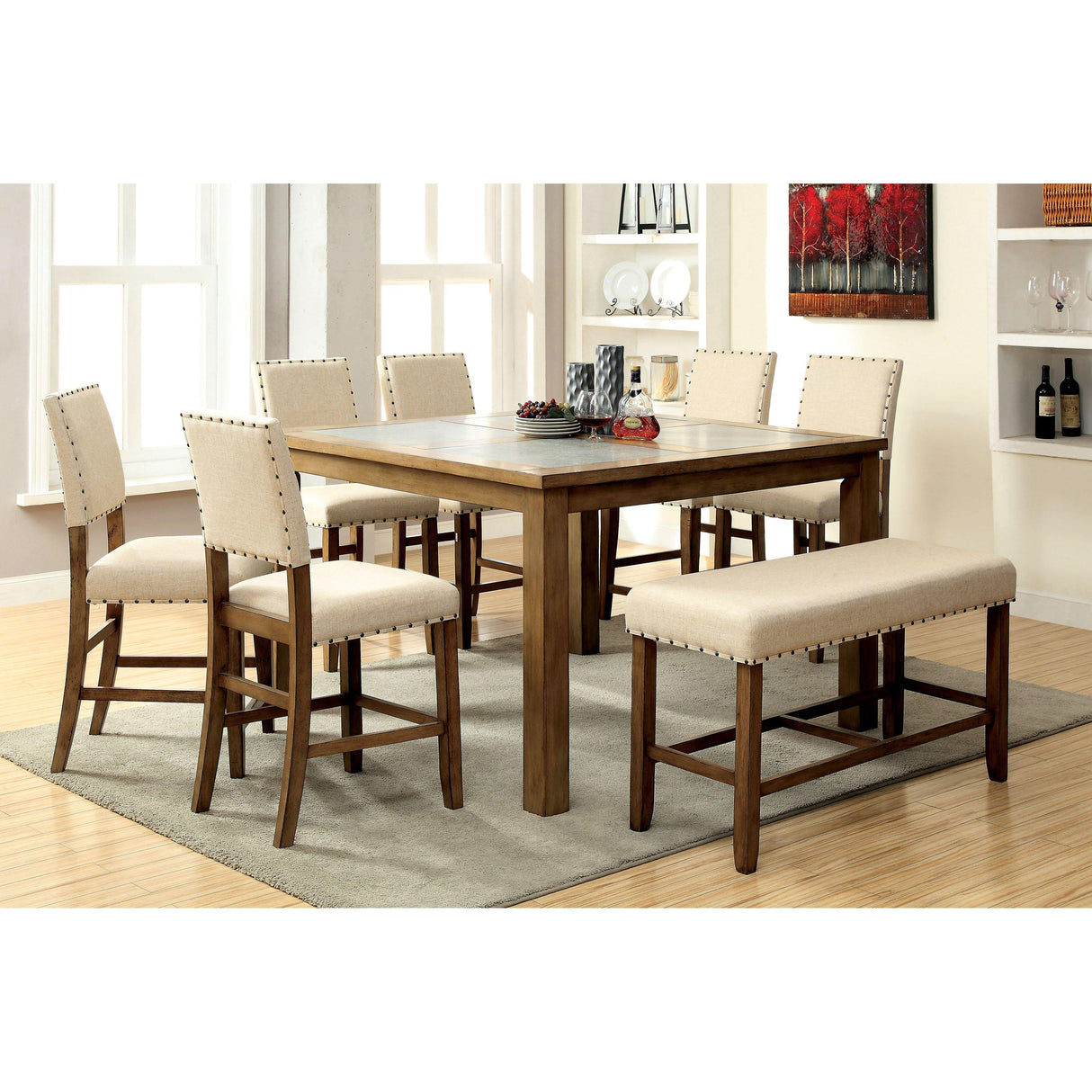  Furniture of America Square Melston II Counter Height Dining Table with Stone Top CM3531PT IMAGE 5