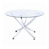  Coaster Furniture Beckham 106440 Round 46-inch Glass Top Dining Table - Chrome IMAGE 1