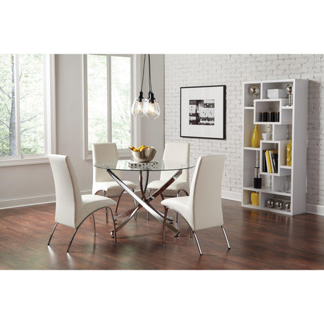  Coaster Furniture Beckham 106440 Round 46-inch Glass Top Dining Table - Chrome IMAGE 4