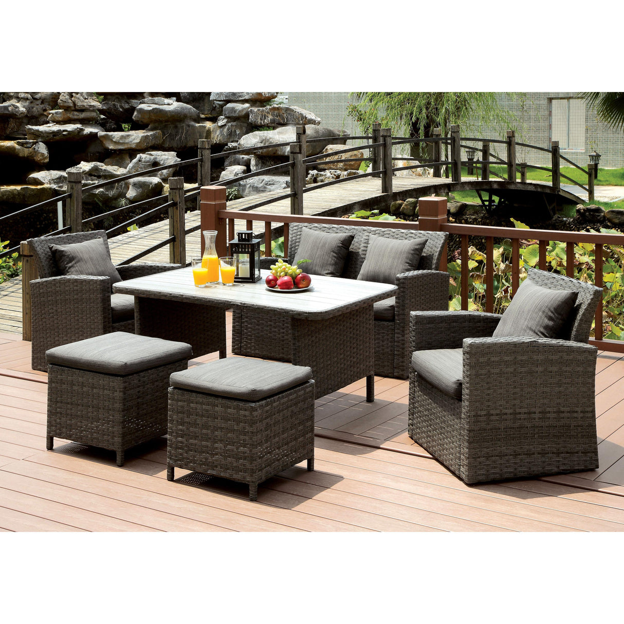  Furniture of America Outdoor Dining Sets 6-Piece CM-OT2552-SET IMAGE 1