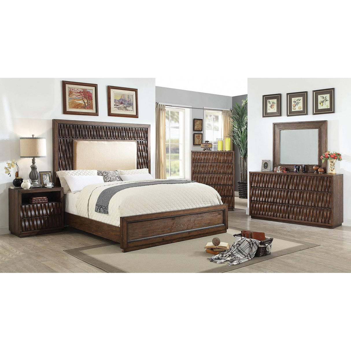  Furniture of America Eutropia King Upholstered Panel Bed CM7395EK-BED IMAGE 5