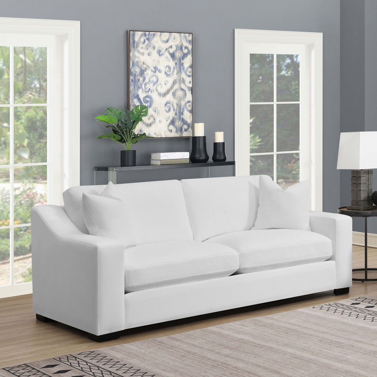 Ashlyn Upholstered Sloped Arms Sofa White image