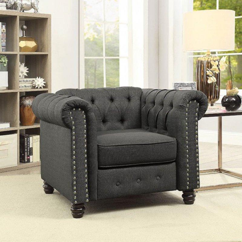  Furniture of America Winifred Stationary Fabric Chair CM6342GY-CH-PK IMAGE 2