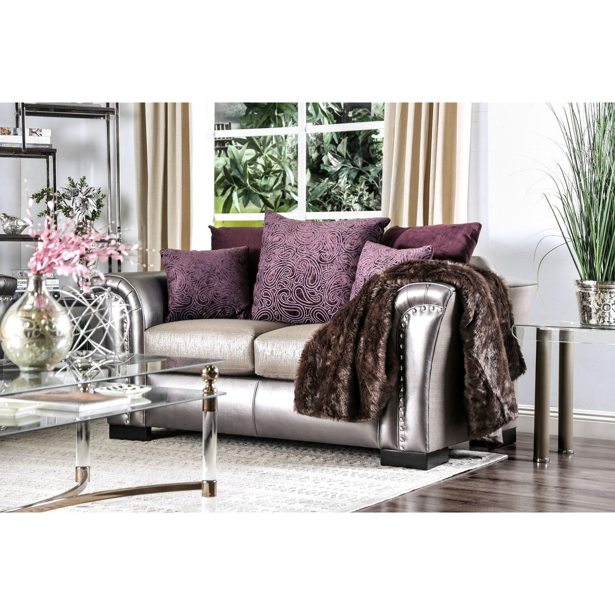  Furniture of America Benigno Stationary Fabric Loveseat SM6412-LV IMAGE 2