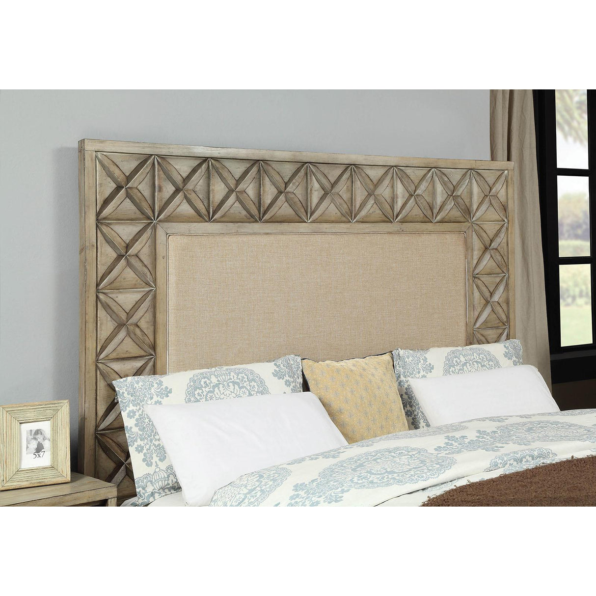  Furniture of America Markos California King Upholstered Panel Bed CM7393CK-BED IMAGE 2